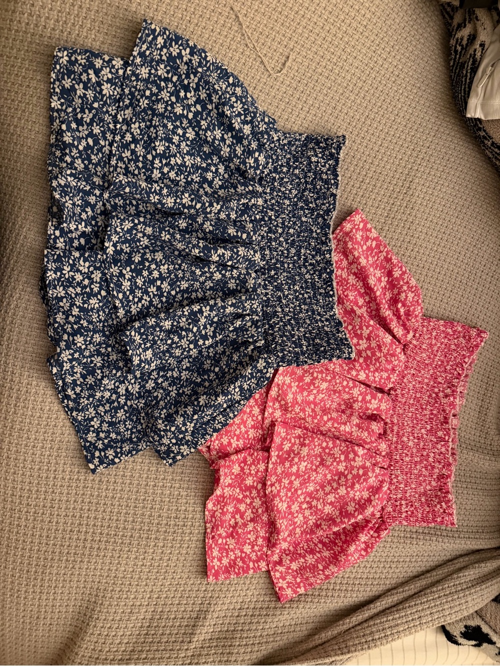 SHEIN Navy & Pink Floral Smocked High-Waist Skorts